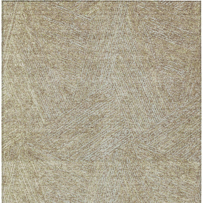 3' X 5' Ivory And Brown Abstract Washable Indoor Outdoor Area Rug