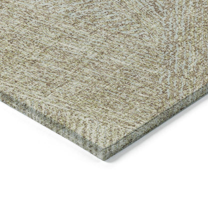 3' X 5' Ivory And Brown Abstract Washable Indoor Outdoor Area Rug