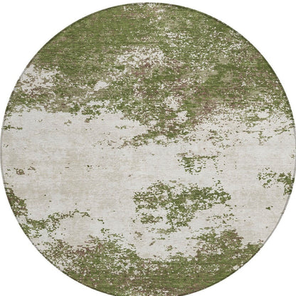 3' X 5' Olive Green Gray And Ivory Abstract Washable Indoor Outdoor Area Rug