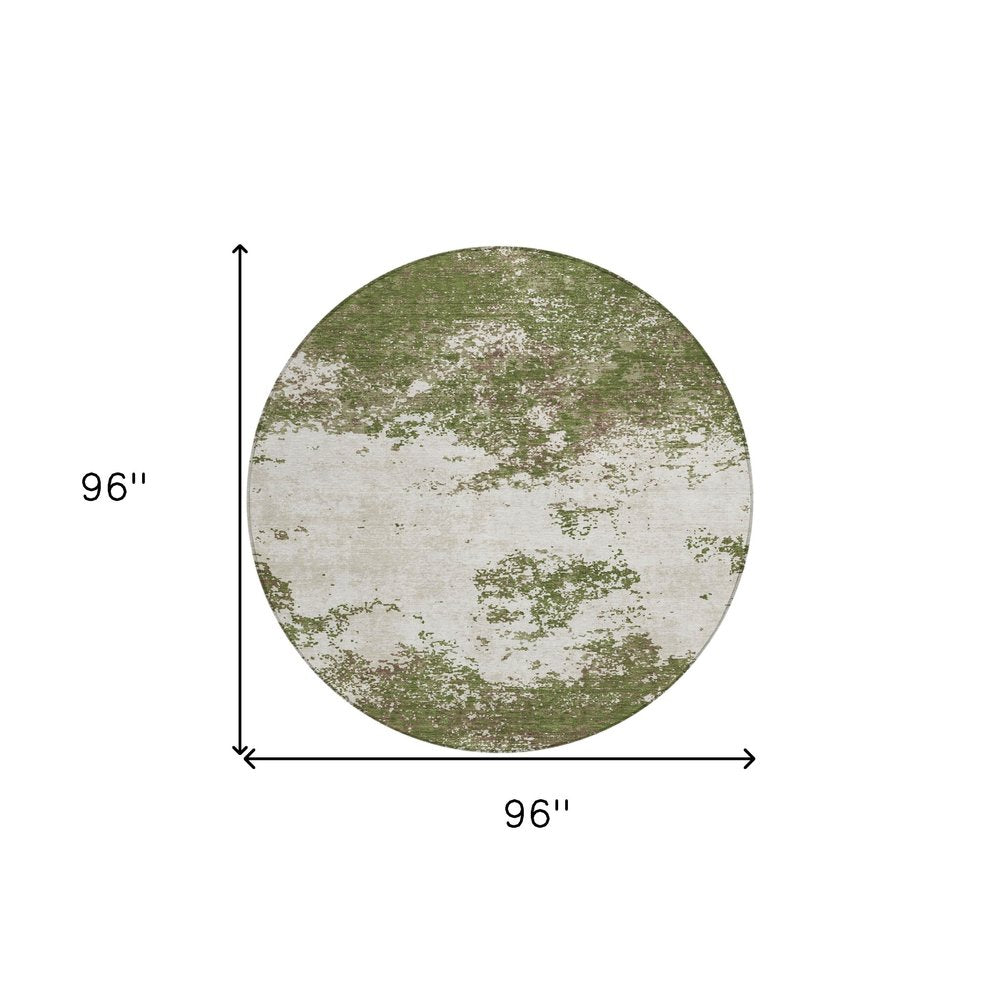 3' X 5' Olive Green Gray And Ivory Abstract Washable Indoor Outdoor Area Rug