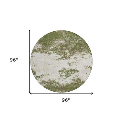 3' X 5' Olive Green Gray And Ivory Abstract Washable Indoor Outdoor Area Rug