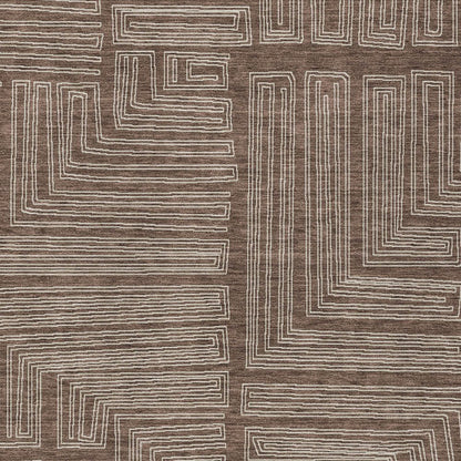 3' X 5' Brown And Ivory Geometric Washable Indoor Outdoor Area Rug