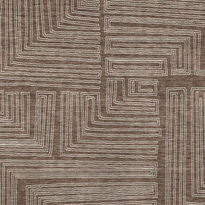 3' X 5' Brown And Ivory Geometric Washable Indoor Outdoor Area Rug