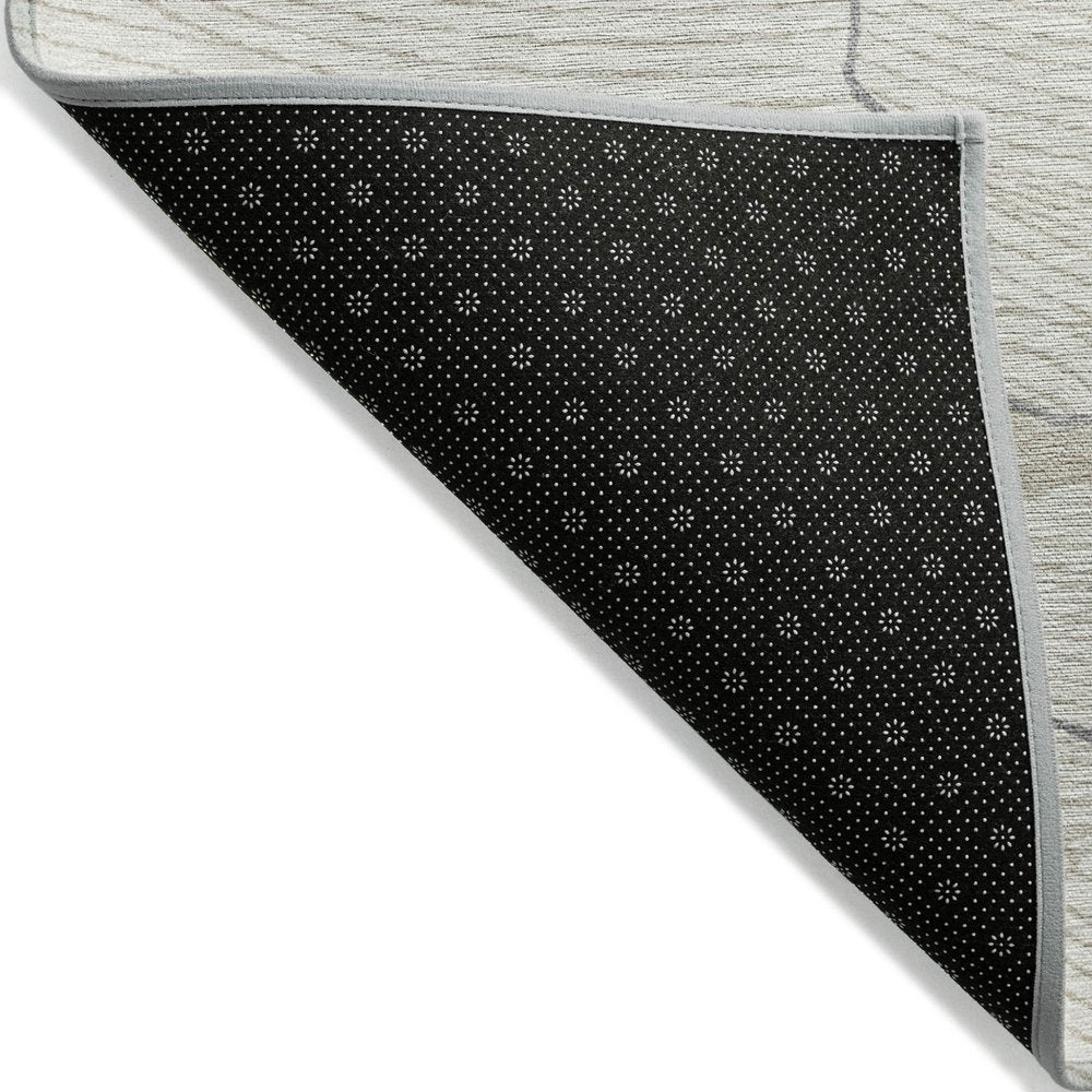 3' X 5' Ivory And Gray Abstract Washable Indoor Outdoor Area Rug