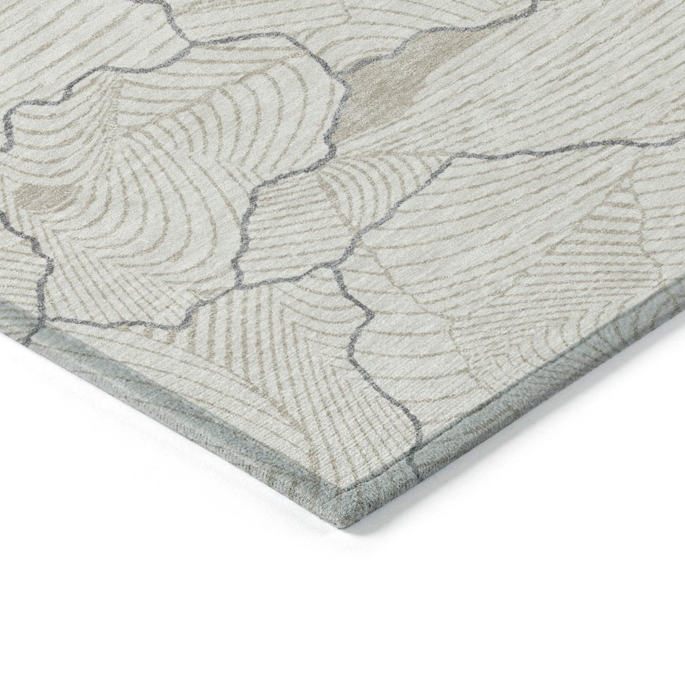 3' X 5' Ivory And Gray Abstract Washable Indoor Outdoor Area Rug