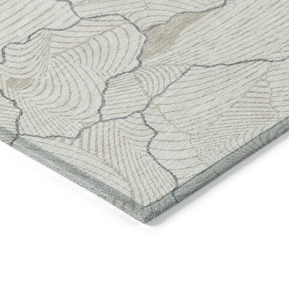 3' X 5' Ivory And Gray Abstract Washable Indoor Outdoor Area Rug