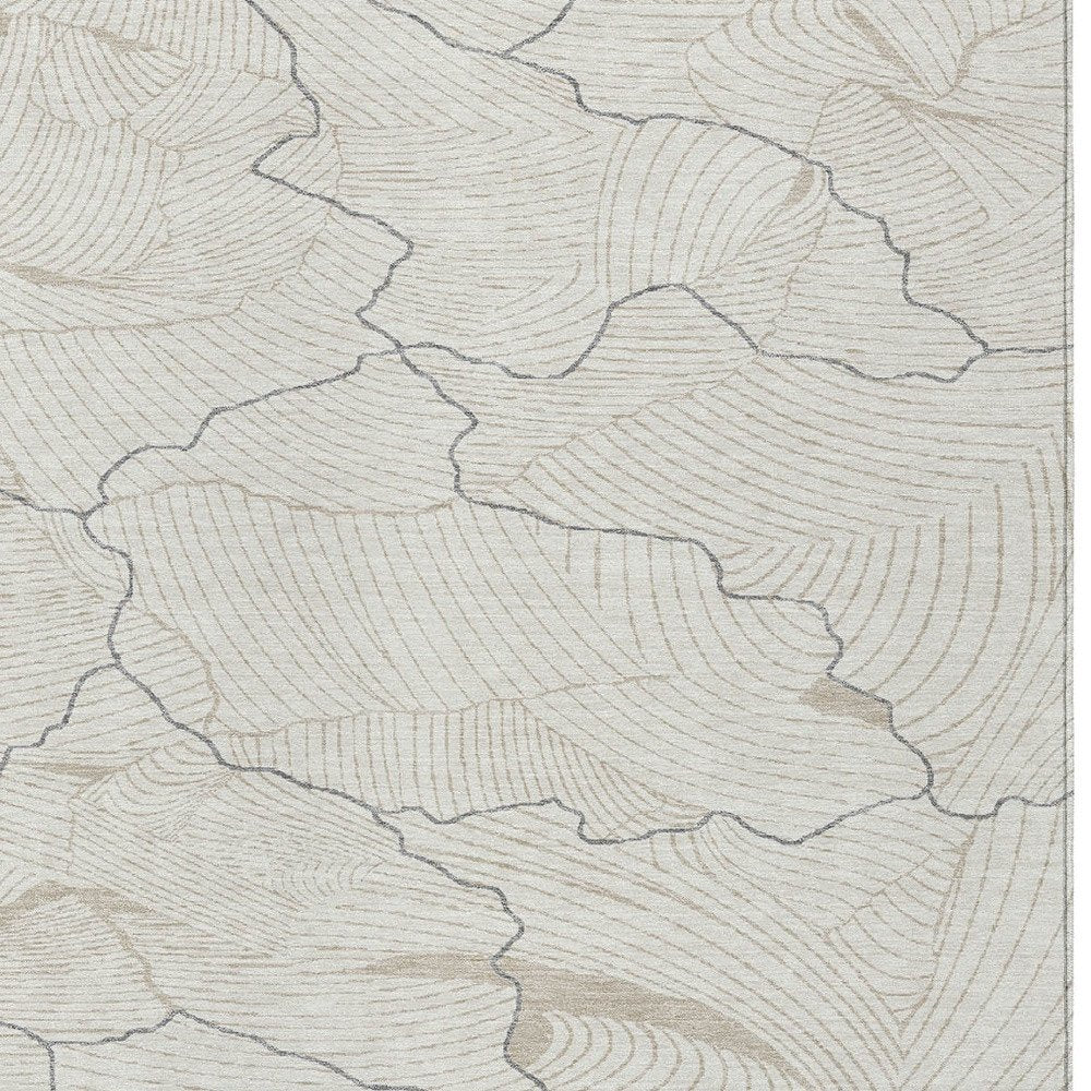 3' X 5' Ivory And Gray Abstract Washable Indoor Outdoor Area Rug