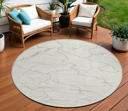 3' X 5' Ivory And Gray Abstract Washable Indoor Outdoor Area Rug