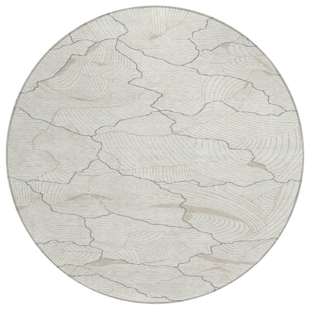 3' X 5' Ivory And Gray Abstract Washable Indoor Outdoor Area Rug