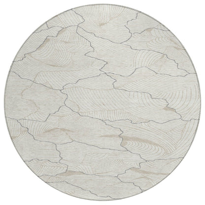 3' X 5' Ivory And Gray Abstract Washable Indoor Outdoor Area Rug