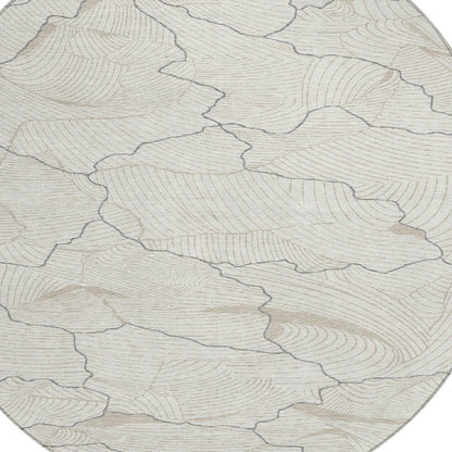 3' X 5' Ivory And Gray Abstract Washable Indoor Outdoor Area Rug