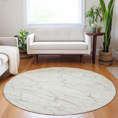 3' X 5' Ivory And Gray Abstract Washable Indoor Outdoor Area Rug