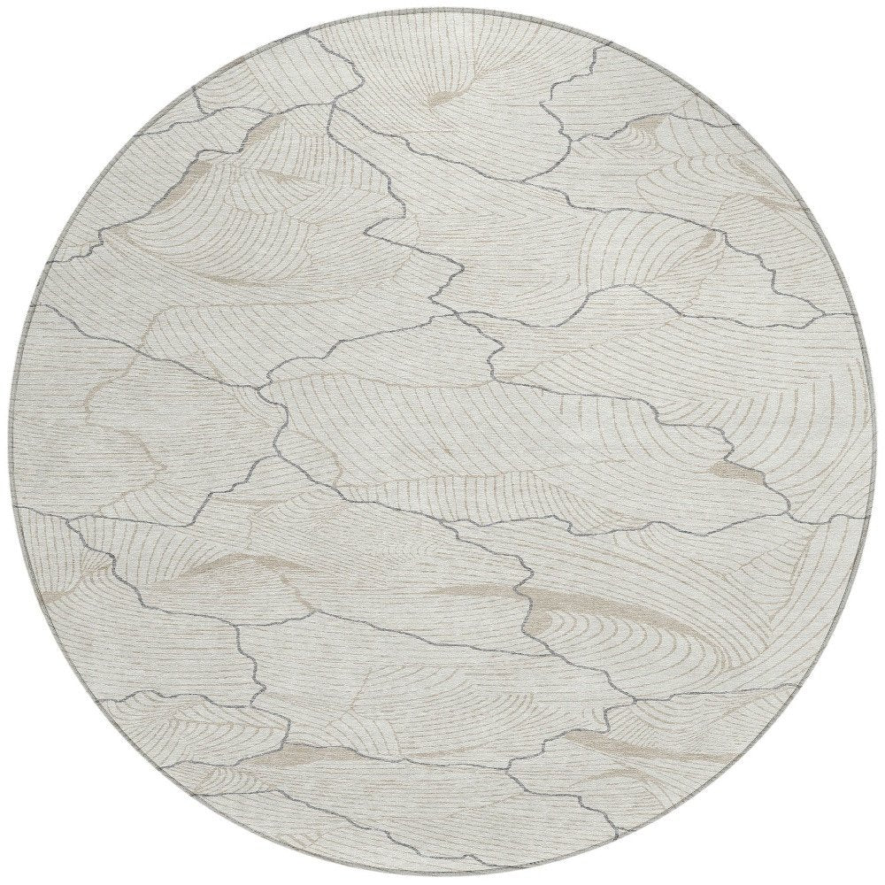 3' X 5' Ivory And Gray Abstract Washable Indoor Outdoor Area Rug