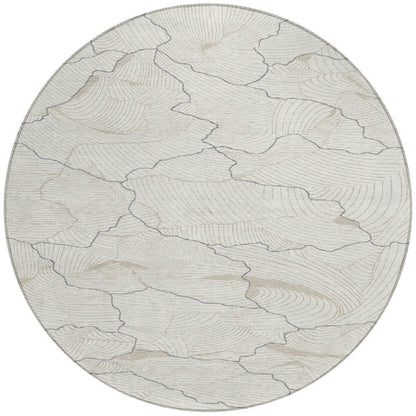 3' X 5' Ivory And Gray Abstract Washable Indoor Outdoor Area Rug