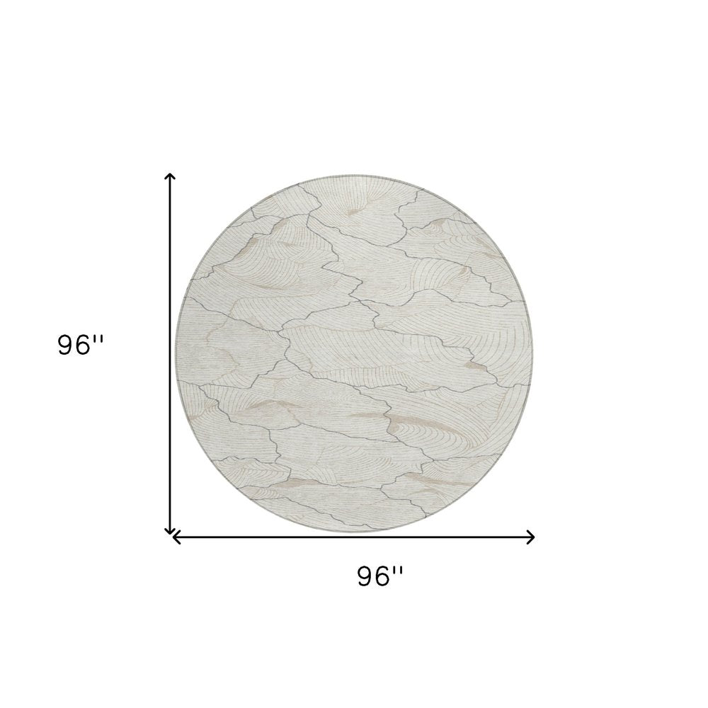 3' X 5' Ivory And Gray Abstract Washable Indoor Outdoor Area Rug