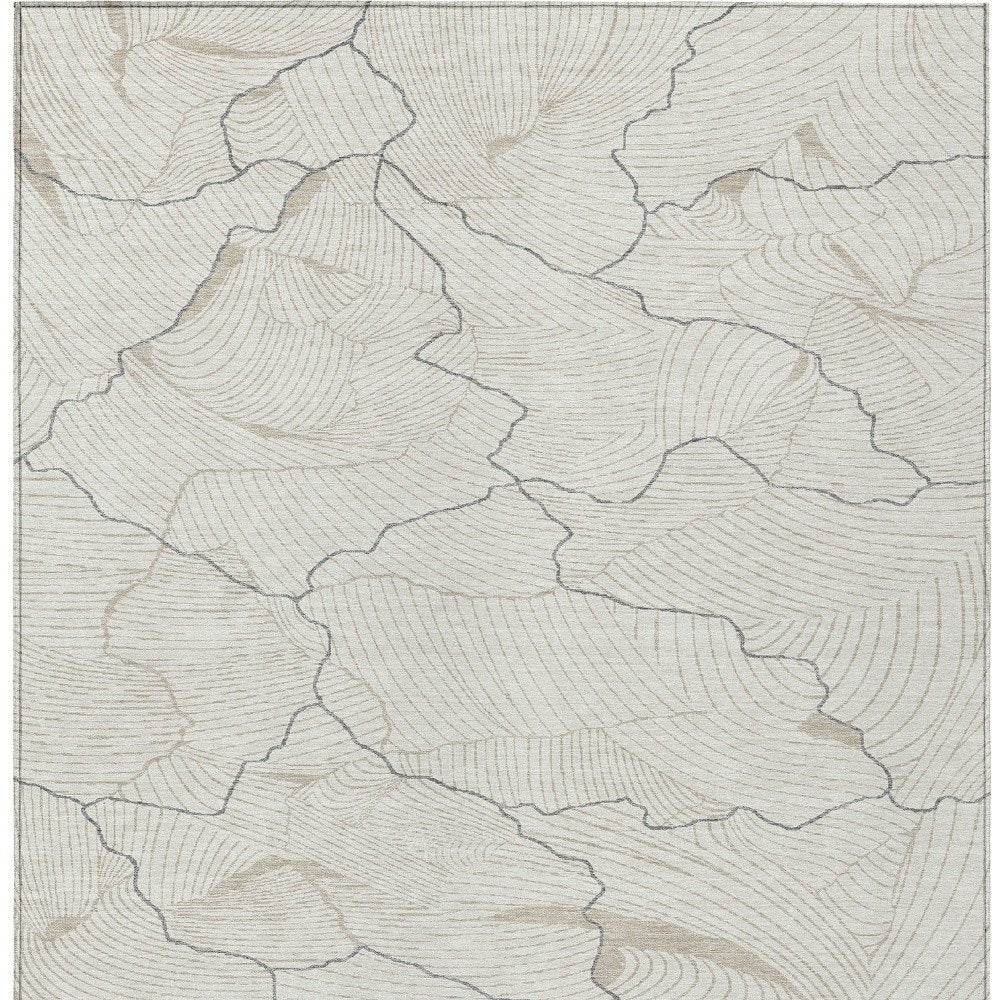 3' X 5' Ivory And Gray Abstract Washable Indoor Outdoor Area Rug