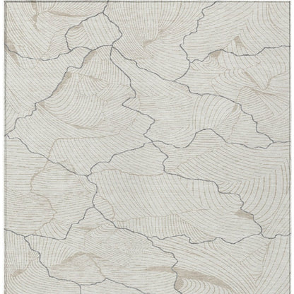 3' X 5' Ivory And Gray Abstract Washable Indoor Outdoor Area Rug