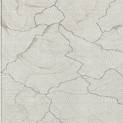 3' X 5' Ivory And Gray Abstract Washable Indoor Outdoor Area Rug