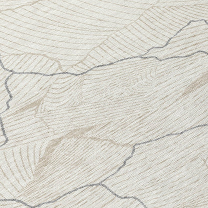 3' X 5' Ivory And Gray Abstract Washable Indoor Outdoor Area Rug