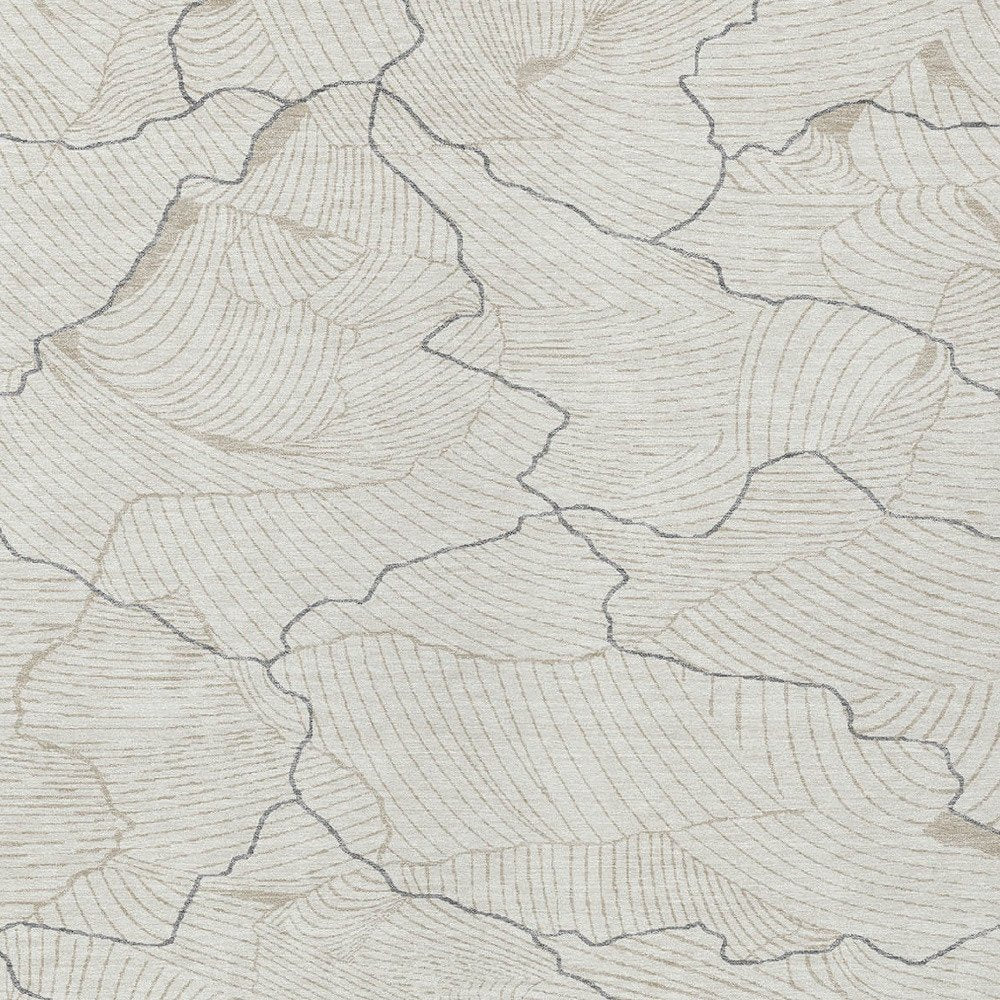 3' X 5' Ivory And Gray Abstract Washable Indoor Outdoor Area Rug
