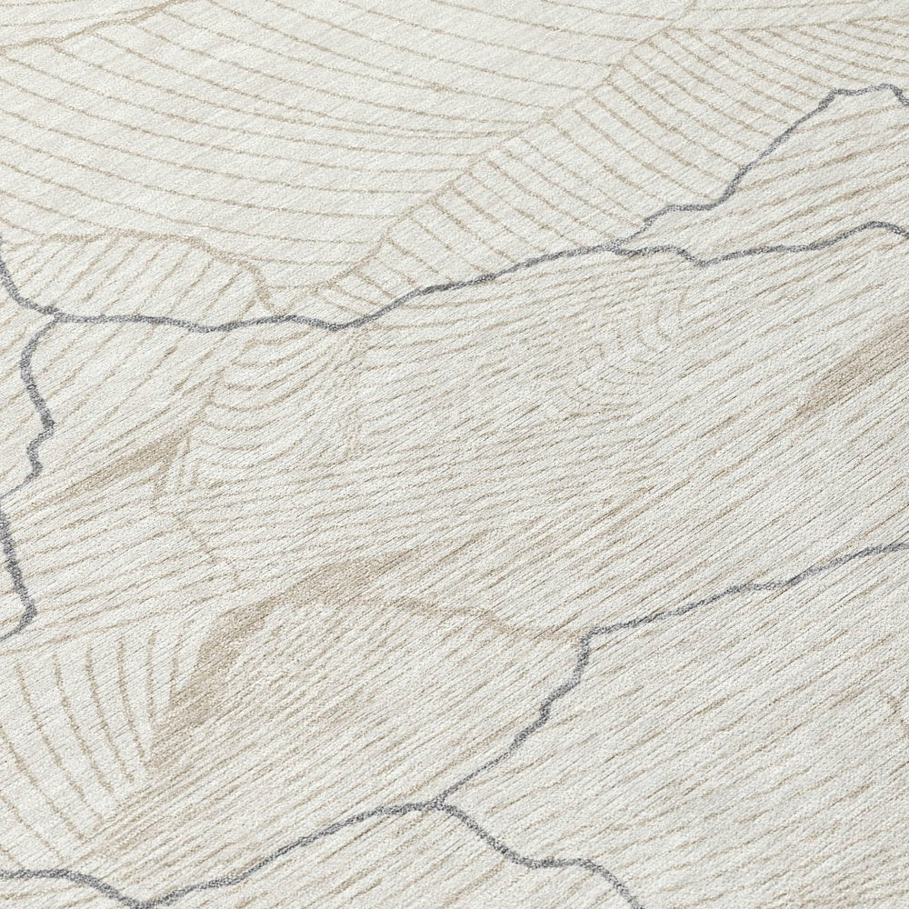 3' X 5' Ivory And Gray Abstract Washable Indoor Outdoor Area Rug