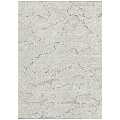 3' X 5' Ivory And Gray Abstract Washable Indoor Outdoor Area Rug