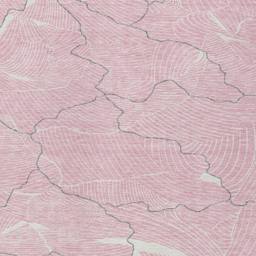 3' X 5' Pink Ivory And Gray Abstract Washable Indoor Outdoor Area Rug