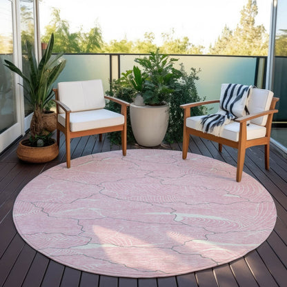 3' X 5' Pink Ivory And Gray Abstract Washable Indoor Outdoor Area Rug