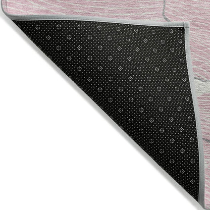 3' X 5' Pink Ivory And Gray Abstract Washable Indoor Outdoor Area Rug