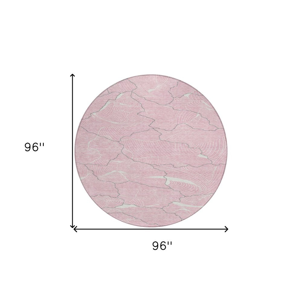 3' X 5' Pink Ivory And Gray Abstract Washable Indoor Outdoor Area Rug