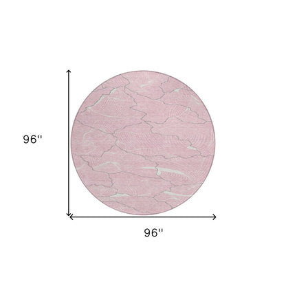 3' X 5' Pink Ivory And Gray Abstract Washable Indoor Outdoor Area Rug