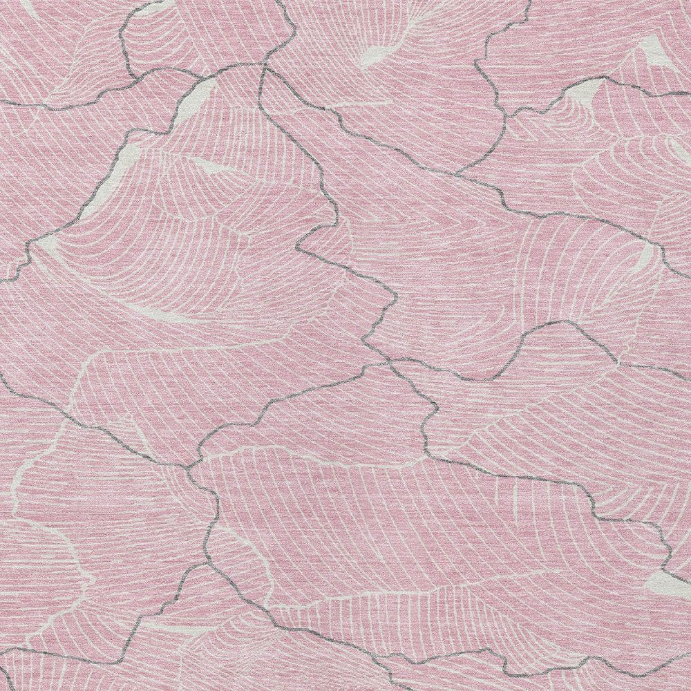 3' X 5' Pink Ivory And Gray Abstract Washable Indoor Outdoor Area Rug