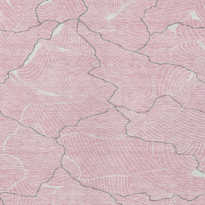 3' X 5' Pink Ivory And Gray Abstract Washable Indoor Outdoor Area Rug