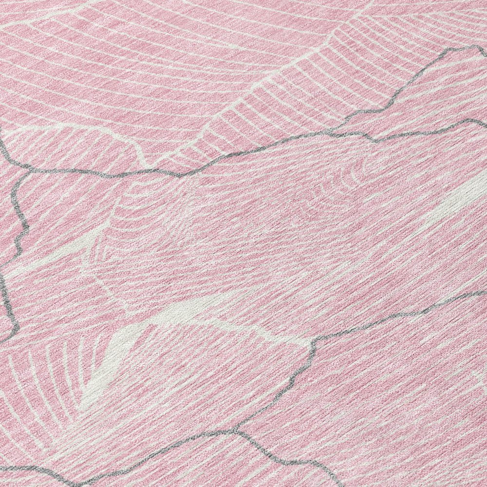 3' X 5' Pink Ivory And Gray Abstract Washable Indoor Outdoor Area Rug
