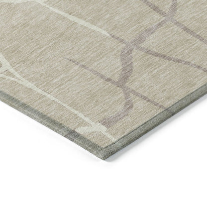 3' X 5' Beige And Tan Abstract Washable Indoor Outdoor Area Rug