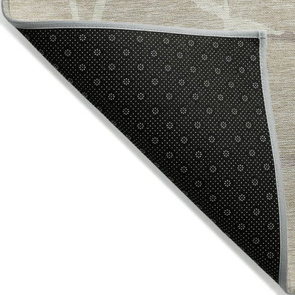 3' X 5' Beige And Tan Abstract Washable Indoor Outdoor Area Rug