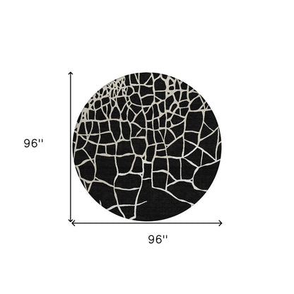 3' X 5' Black And Beige Abstract Washable Indoor Outdoor Area Rug