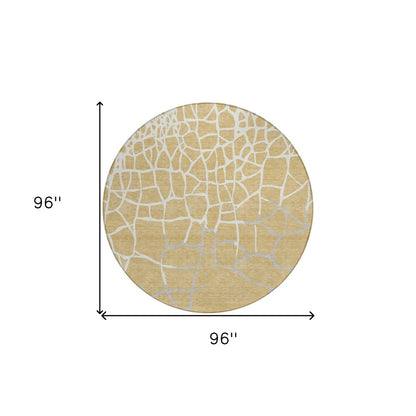3' X 5' Gold And Beige Abstract Washable Indoor Outdoor Area Rug