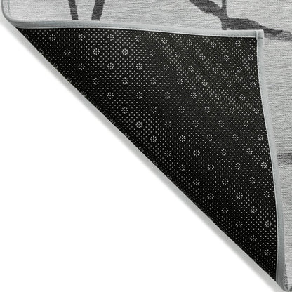 3' X 5' Gray And Charcoal Abstract Washable Indoor Outdoor Area Rug