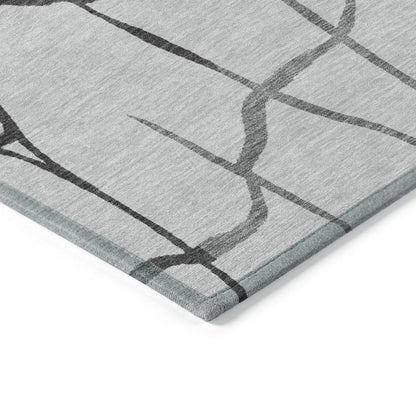 3' X 5' Gray And Charcoal Abstract Washable Indoor Outdoor Area Rug