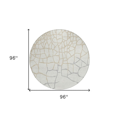 3' X 5' Ivory And Beige Abstract Washable Indoor Outdoor Area Rug