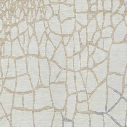 3' X 5' Ivory And Beige Abstract Washable Indoor Outdoor Area Rug