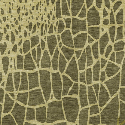 3' X 5' Olive Green And Dark Green Abstract Washable Indoor Outdoor Area Rug