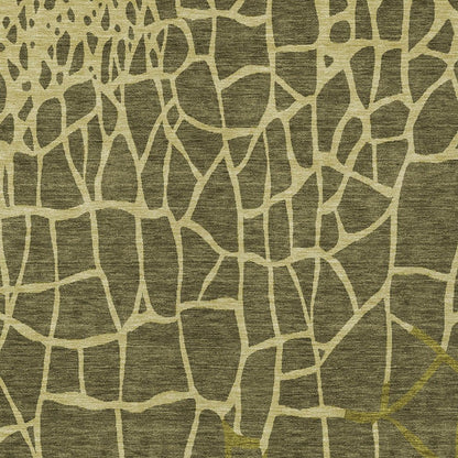 3' X 5' Olive Green And Dark Green Abstract Washable Indoor Outdoor Area Rug