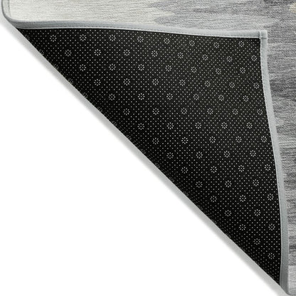 3' X 5' Black Gray And Ivory Abstract Washable Indoor Outdoor Area Rug