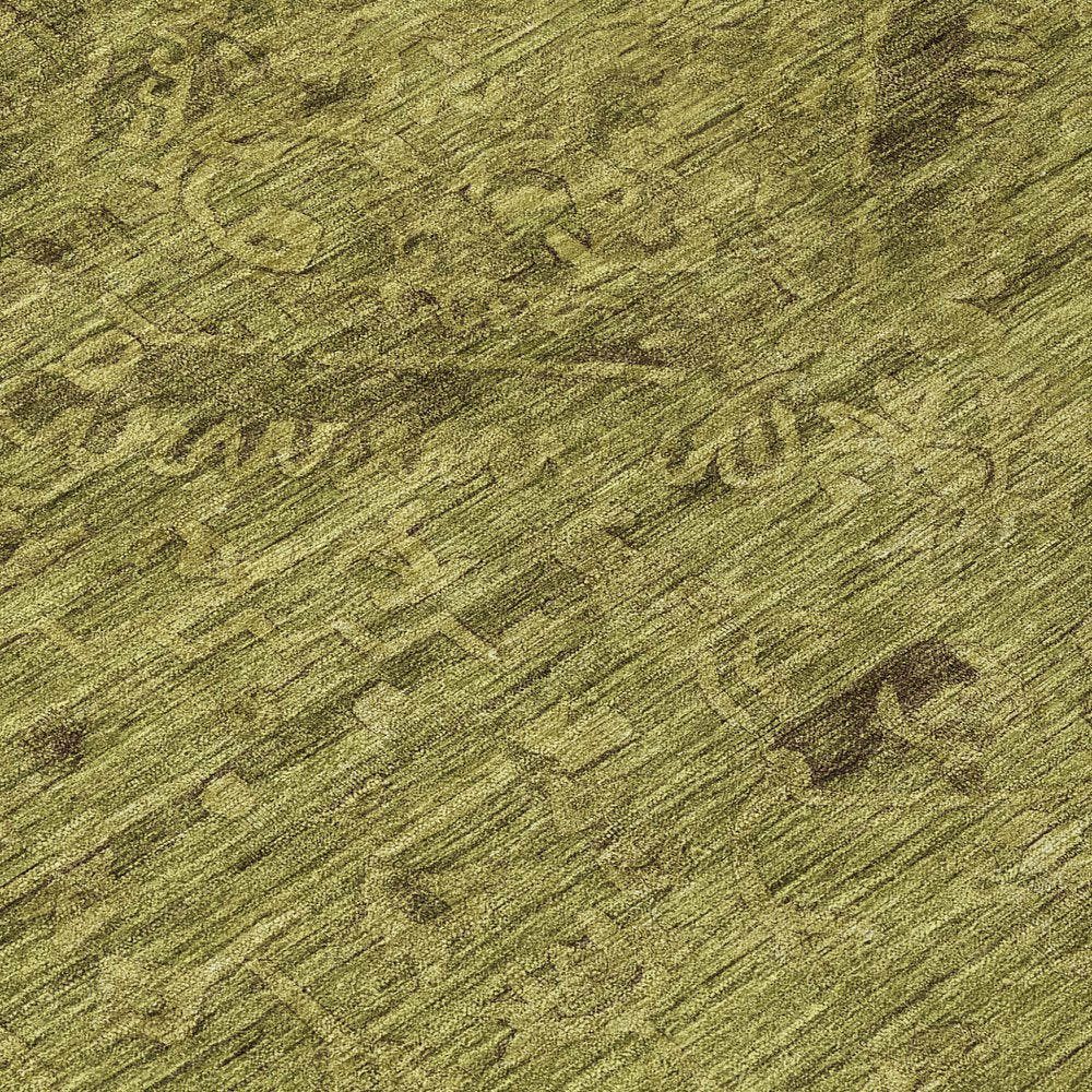 3' X 5' Olive Green And Brown Floral Washable Indoor Outdoor Area Rug
