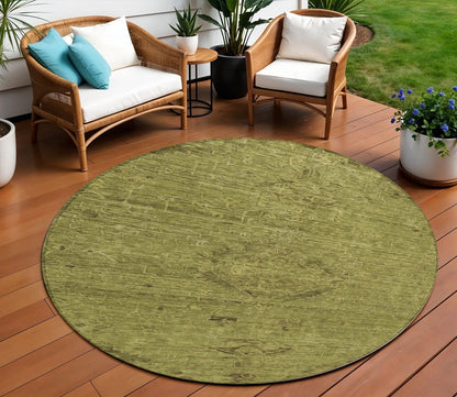 3' X 5' Olive Green And Brown Floral Washable Indoor Outdoor Area Rug