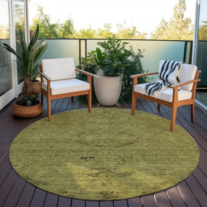 3' X 5' Olive Green And Brown Floral Washable Indoor Outdoor Area Rug