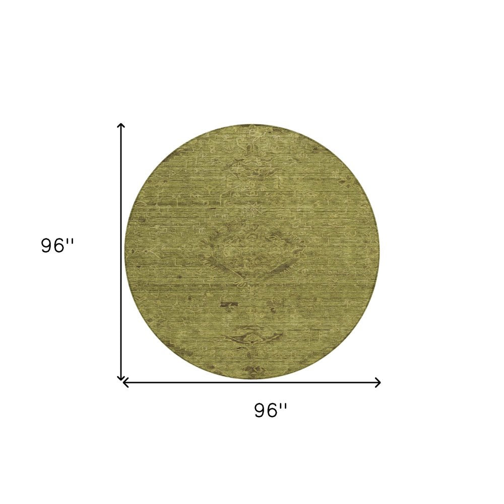 3' X 5' Olive Green And Brown Floral Washable Indoor Outdoor Area Rug