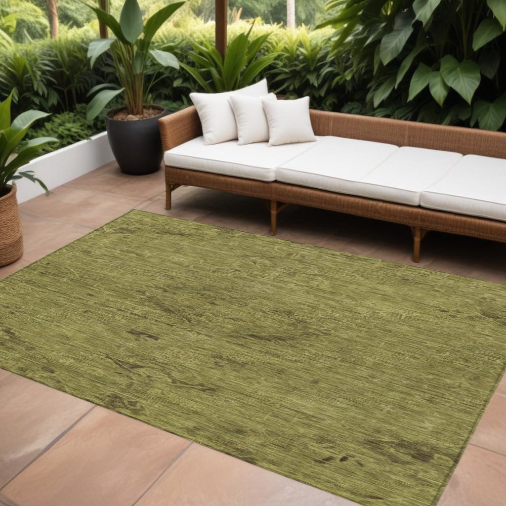 3' X 5' Olive Green And Brown Floral Washable Indoor Outdoor Area Rug